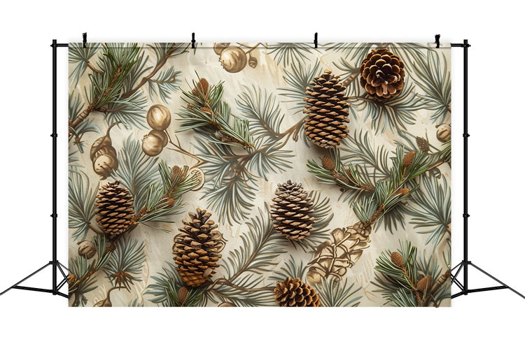 Toile de Fond Pommes de Pin Branches de Sapin d'Automne BRP9-142