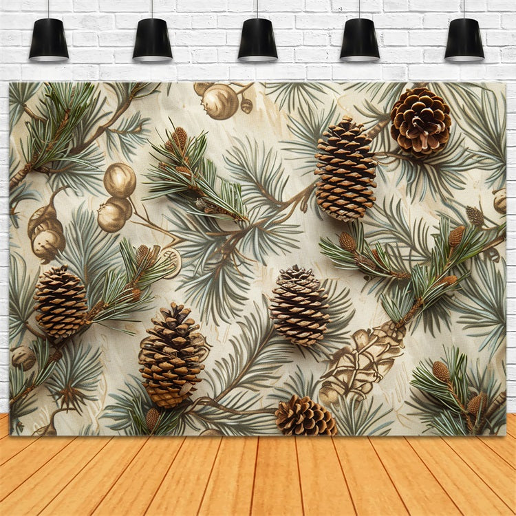 Toile de Fond Pommes de Pin Branches de Sapin d'Automne BRP9-142