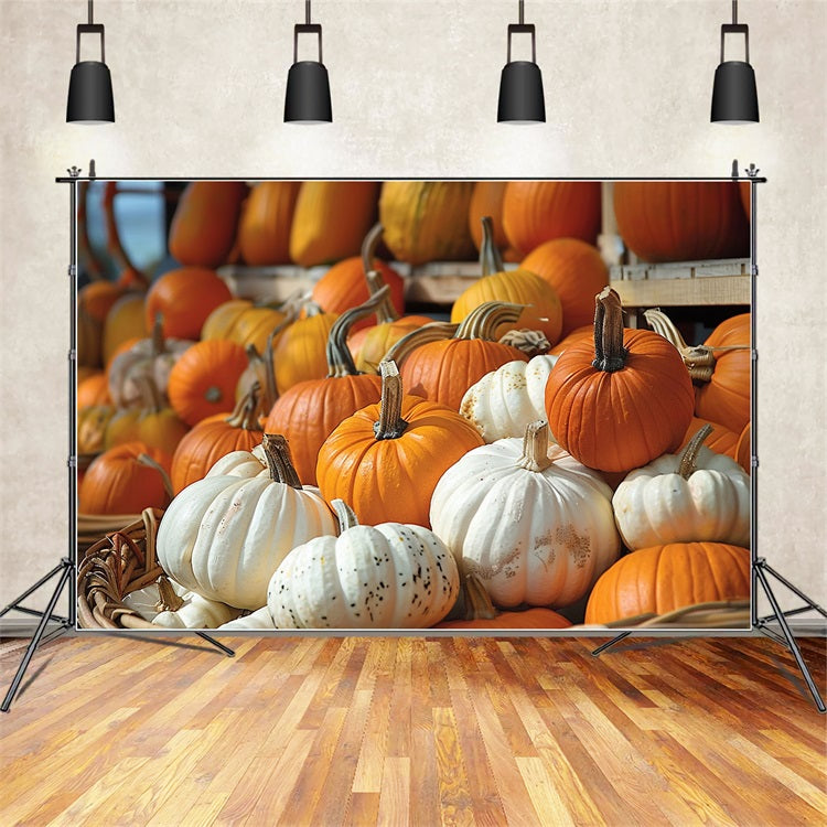 Toile de Fond Citrouilles d'Automne Variées Récolte BRP9-160