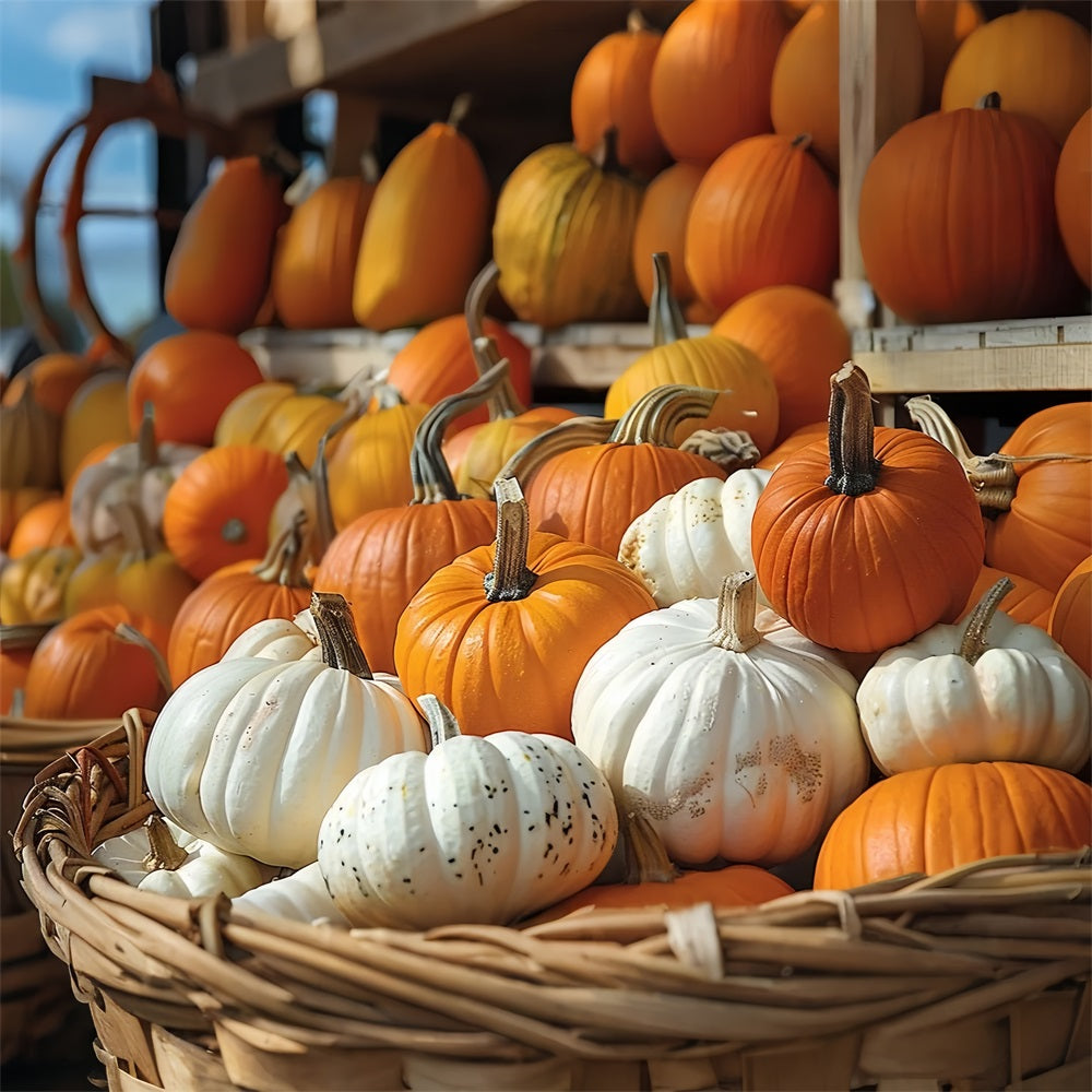 Toile de Fond Citrouilles d'Automne Variées Récolte BRP9-160