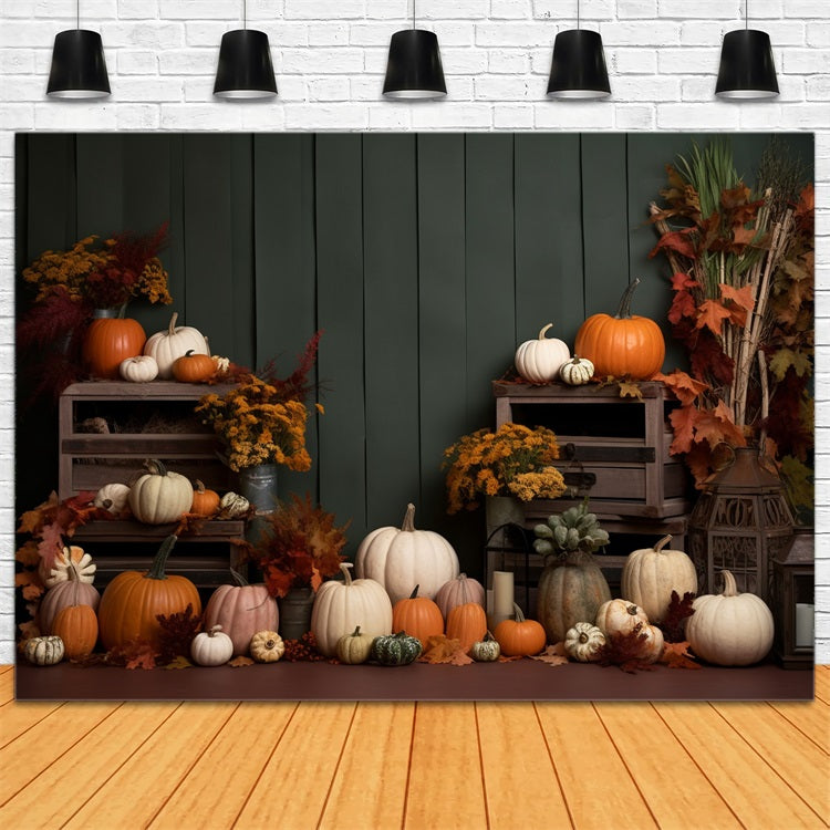 Toile de Fond Panneau Vert Récolte d'Automne Citrouilles BRP9-200