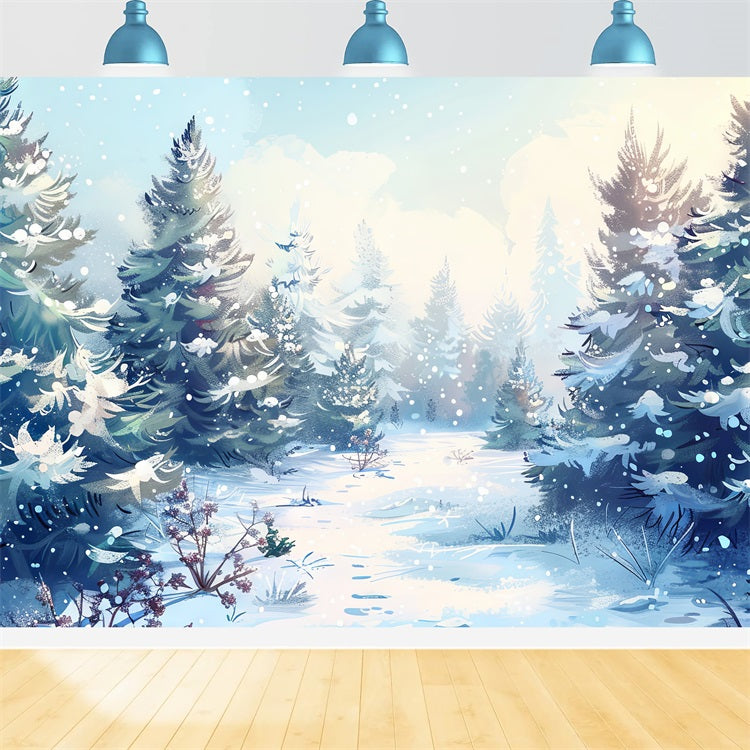 Toile de fond Forêt hivernale Cosmique Neige BRP9-225