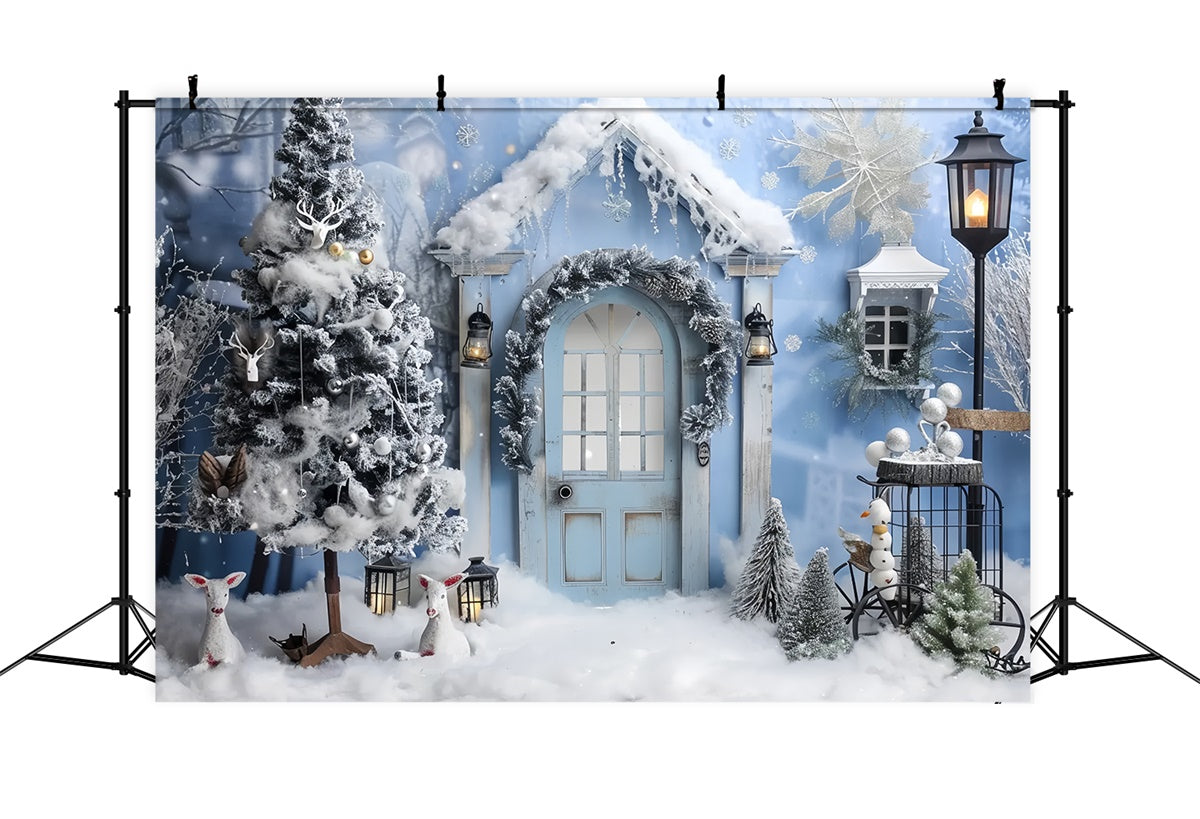 Toile de fond Chalet enneigé dans un pays des merveilles de Noël BRP9-25