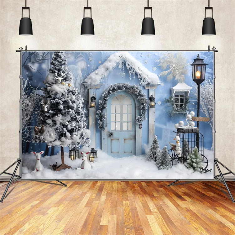 Toile de fond Chalet enneigé dans un pays des merveilles de Noël BRP9-25