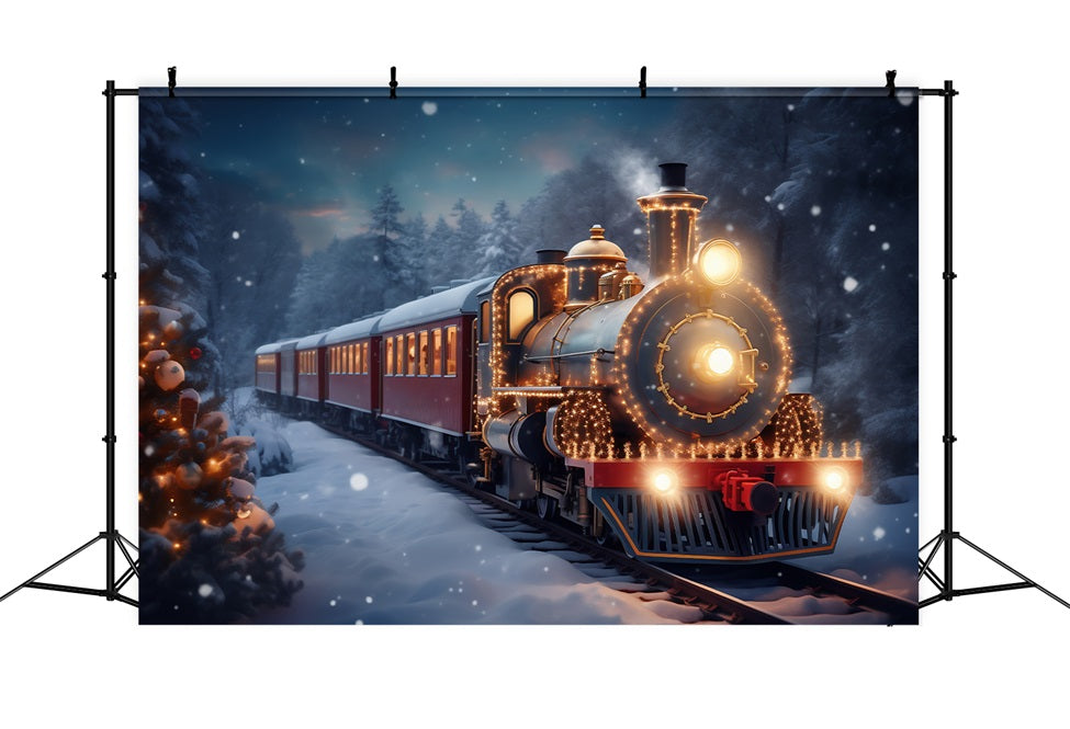 Toile de fond Locomotive lumineuse Merveille hivernale Hiver BRP9-251