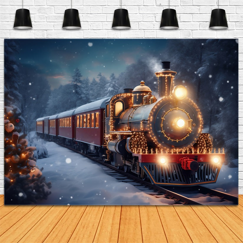 Toile de fond Locomotive lumineuse Merveille hivernale Hiver BRP9-251