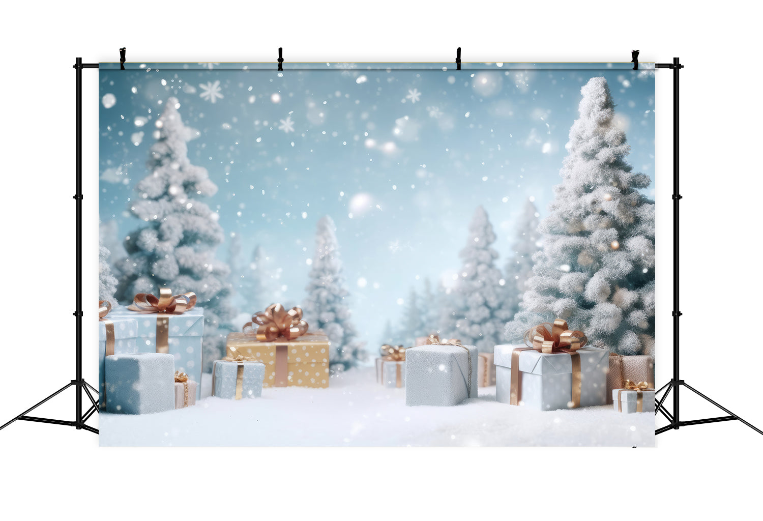 Toile de fond Arbres enneigés Décorations cadeaux Fête d'hiver BRP9-269