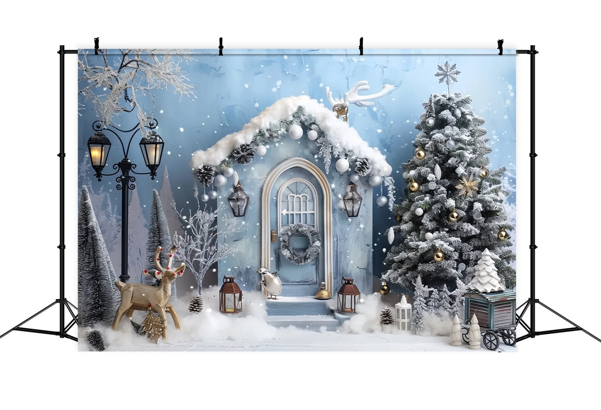 Toile de fond Charme réaliste de la forêt de pins enneigée de Noël BRP9-27