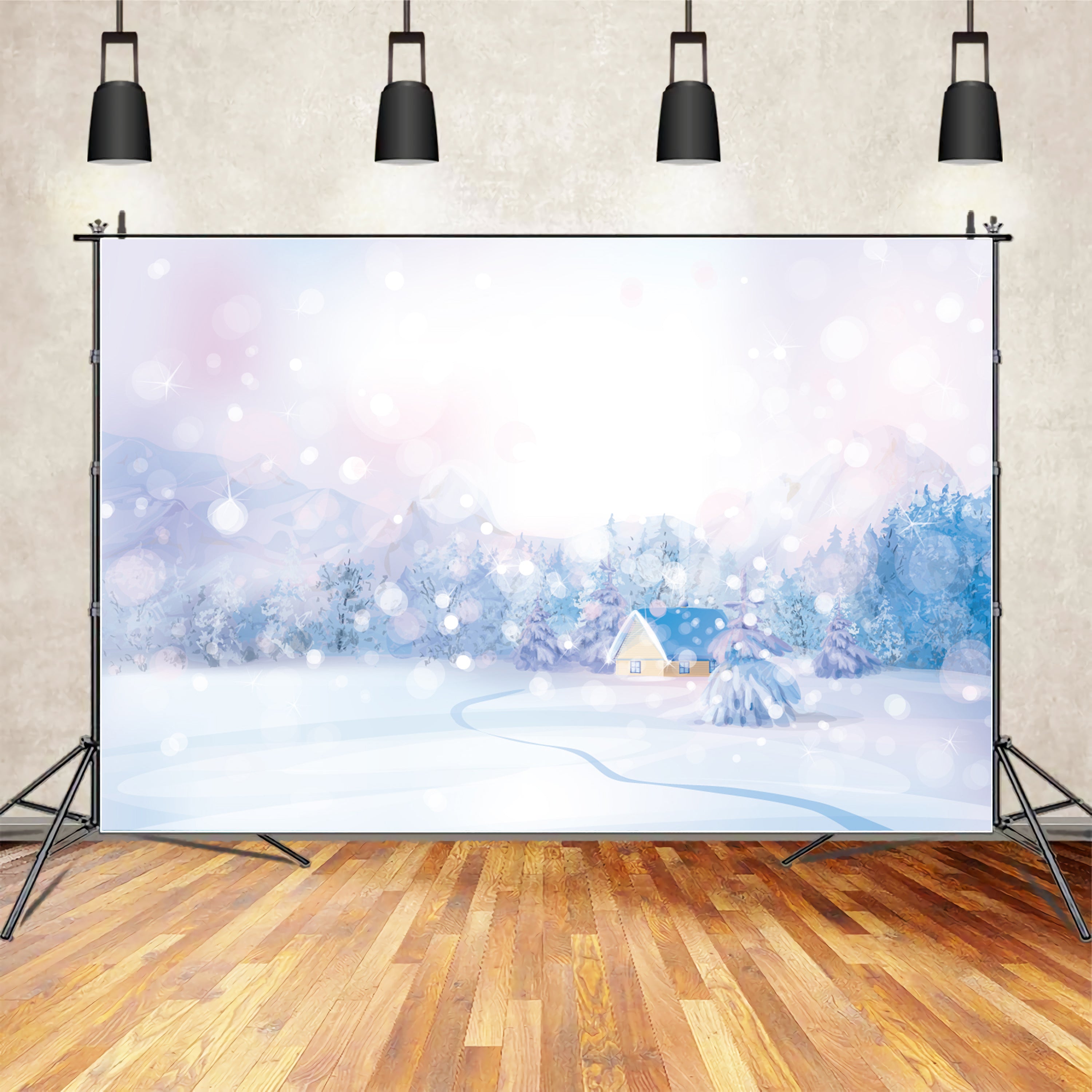 Toile de fond Bokeh pastel Paysage enneigé Hiver BRP9-279