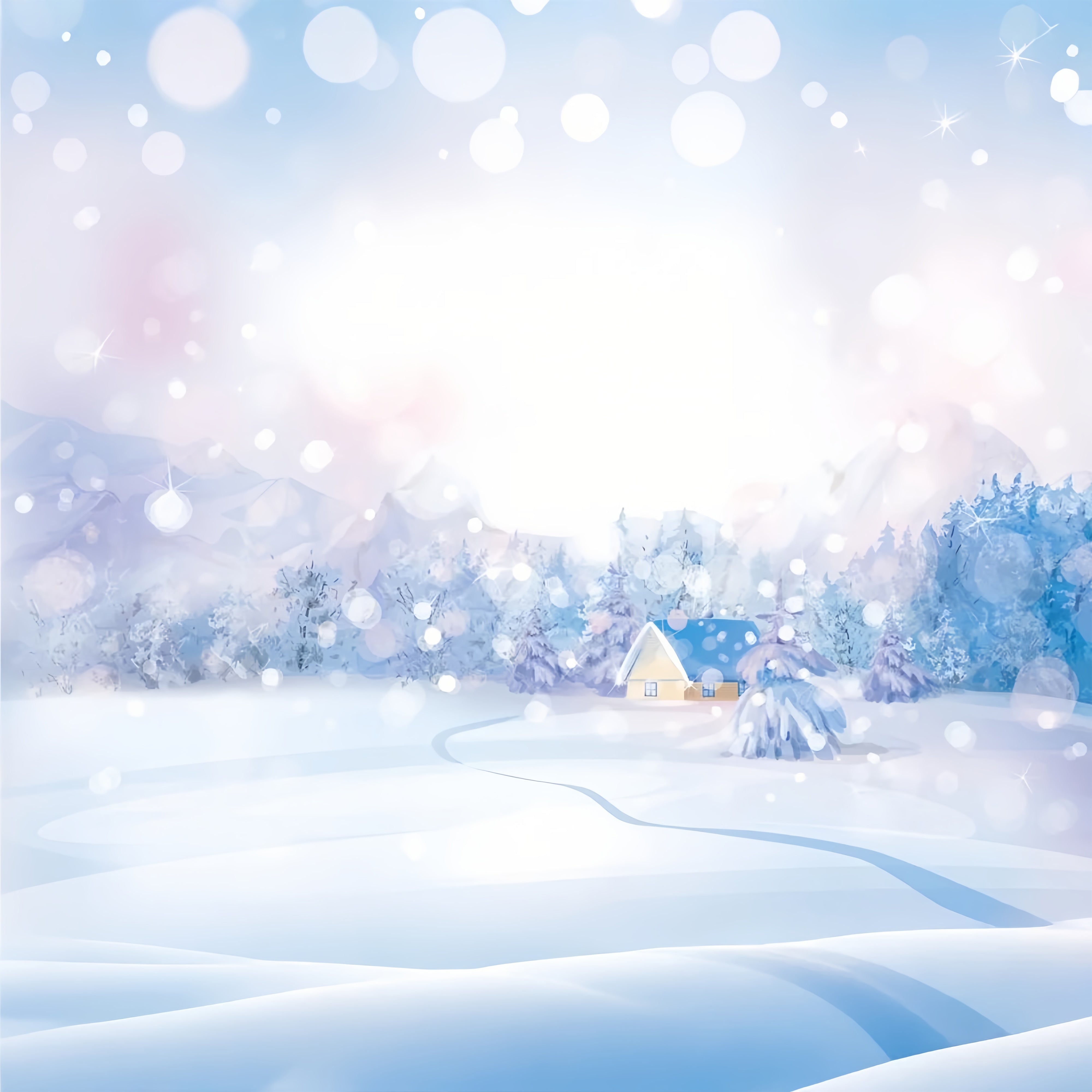 Toile de fond Bokeh pastel Paysage enneigé Hiver BRP9-279