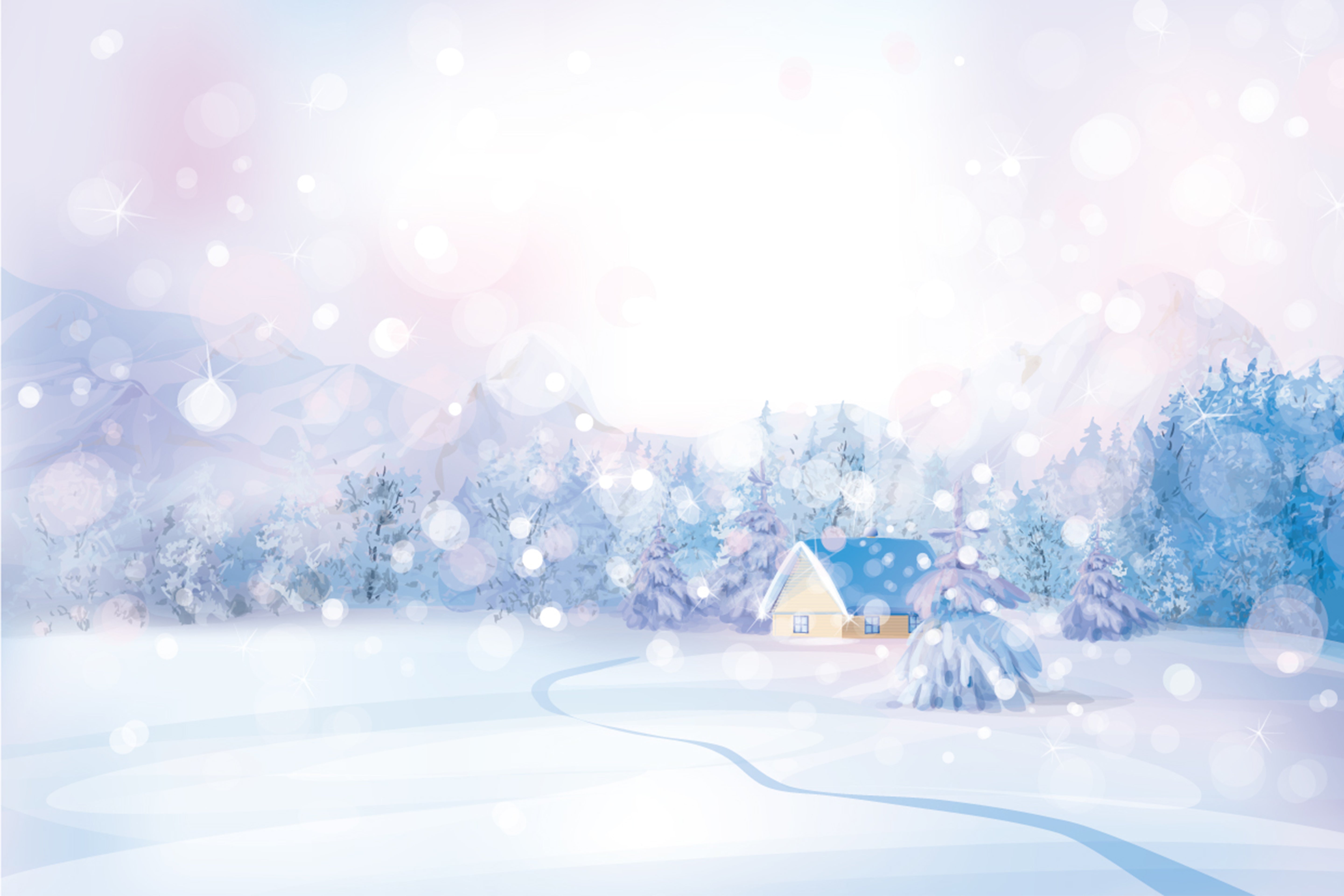 Toile de fond Bokeh pastel Paysage enneigé Hiver BRP9-279