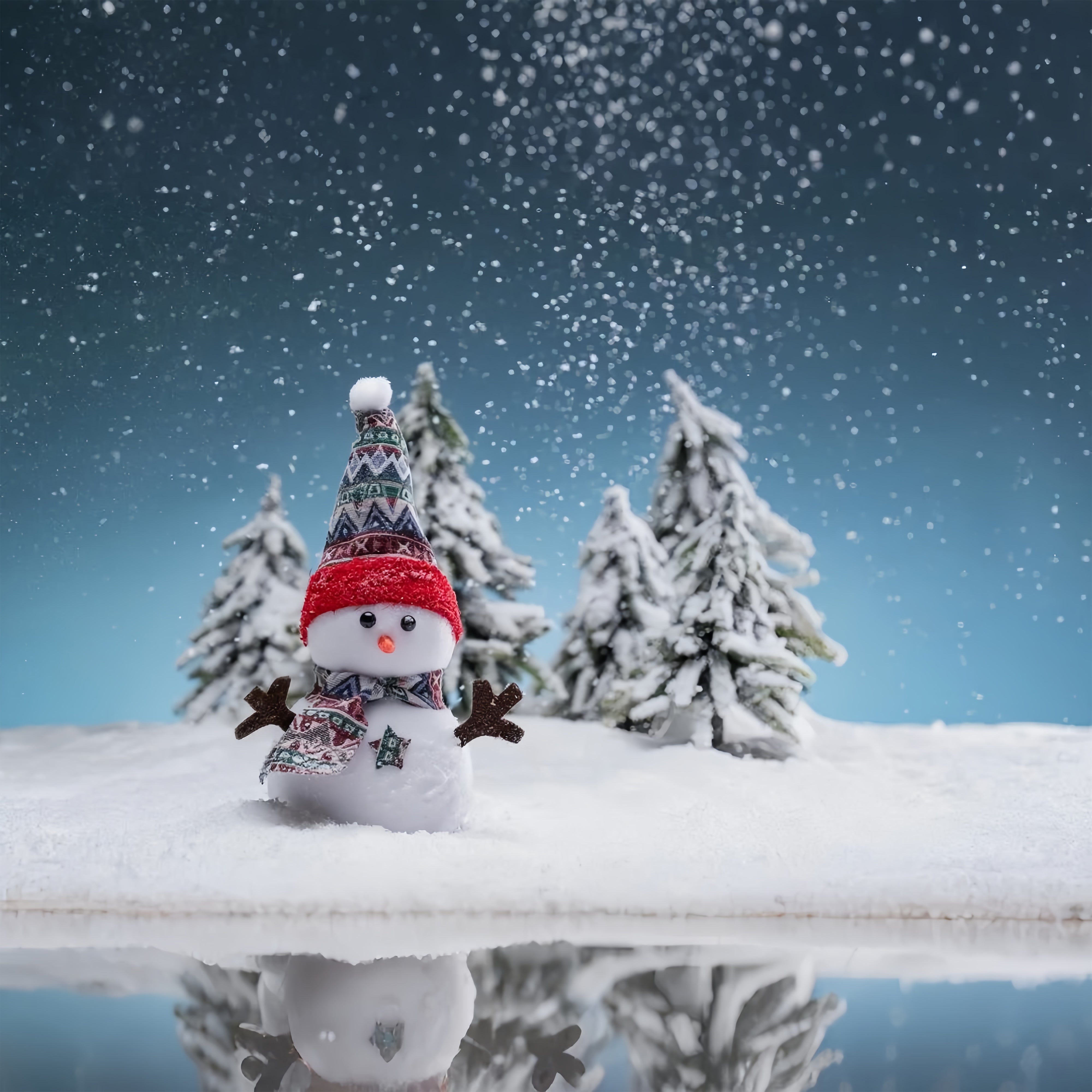 Toile de fond Bonhomme de neige Forêt hivernale Photographie BRP9-280