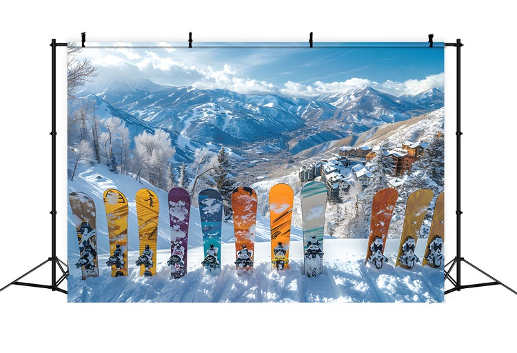 Toile de fond Snowboards vibrants Alpes enneigées Photographie BRP9-305