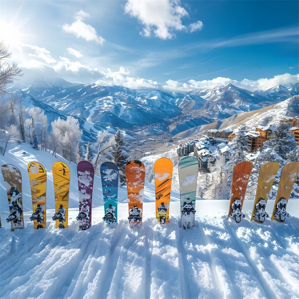 Toile de fond Snowboards vibrants Alpes enneigées Photographie BRP9-305