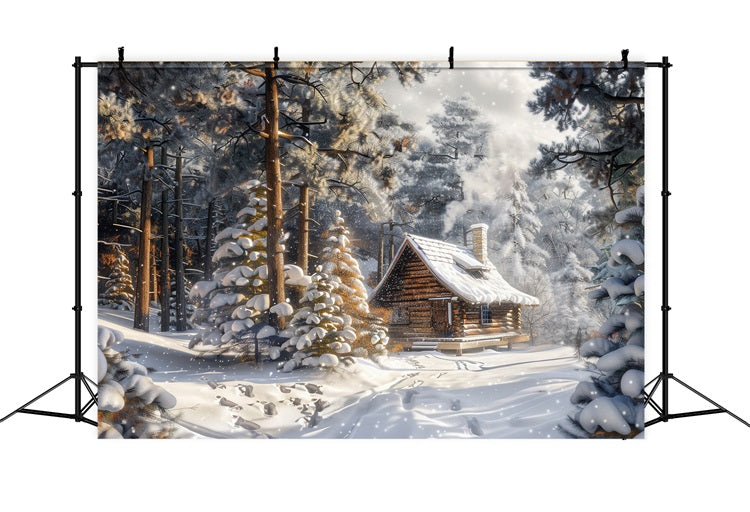 Toile de fond Cabane enneigée Merveille hivernale Hiver BRP9-309