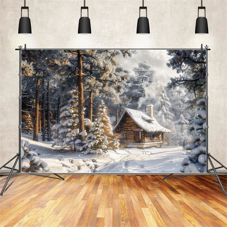 Toile de fond Cabane enneigée Merveille hivernale Hiver BRP9-309