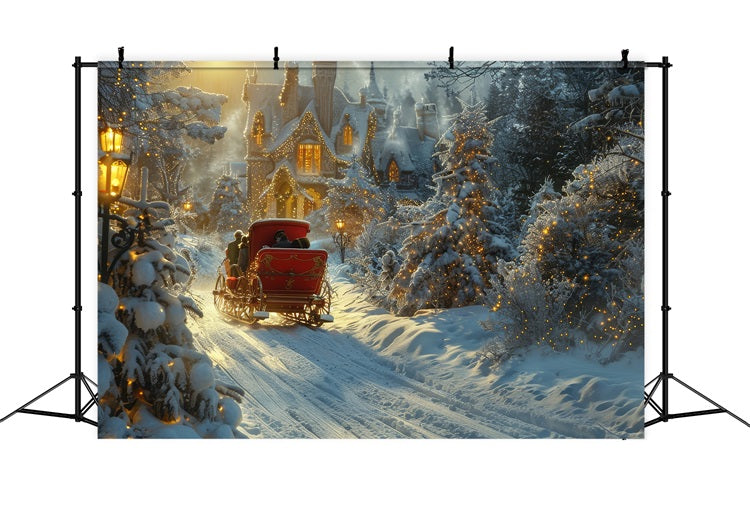 Toile de fond Sapin forêt Cabane hivernale Merveille BRP9-310