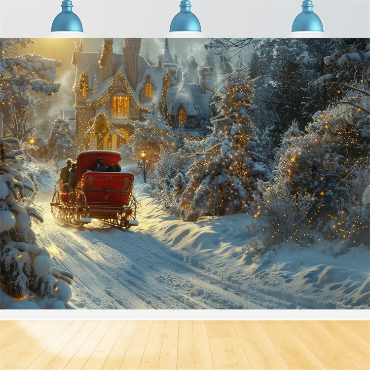 Toile de fond Sapin forêt Cabane hivernale Merveille BRP9-310