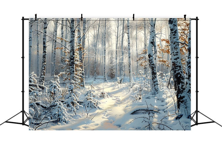 Toile de fond Forêt enchantée Givrée Neige hivernale BRP9-317