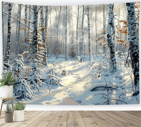 Toile de fond Forêt enchantée Givrée Neige hivernale BRP9-317