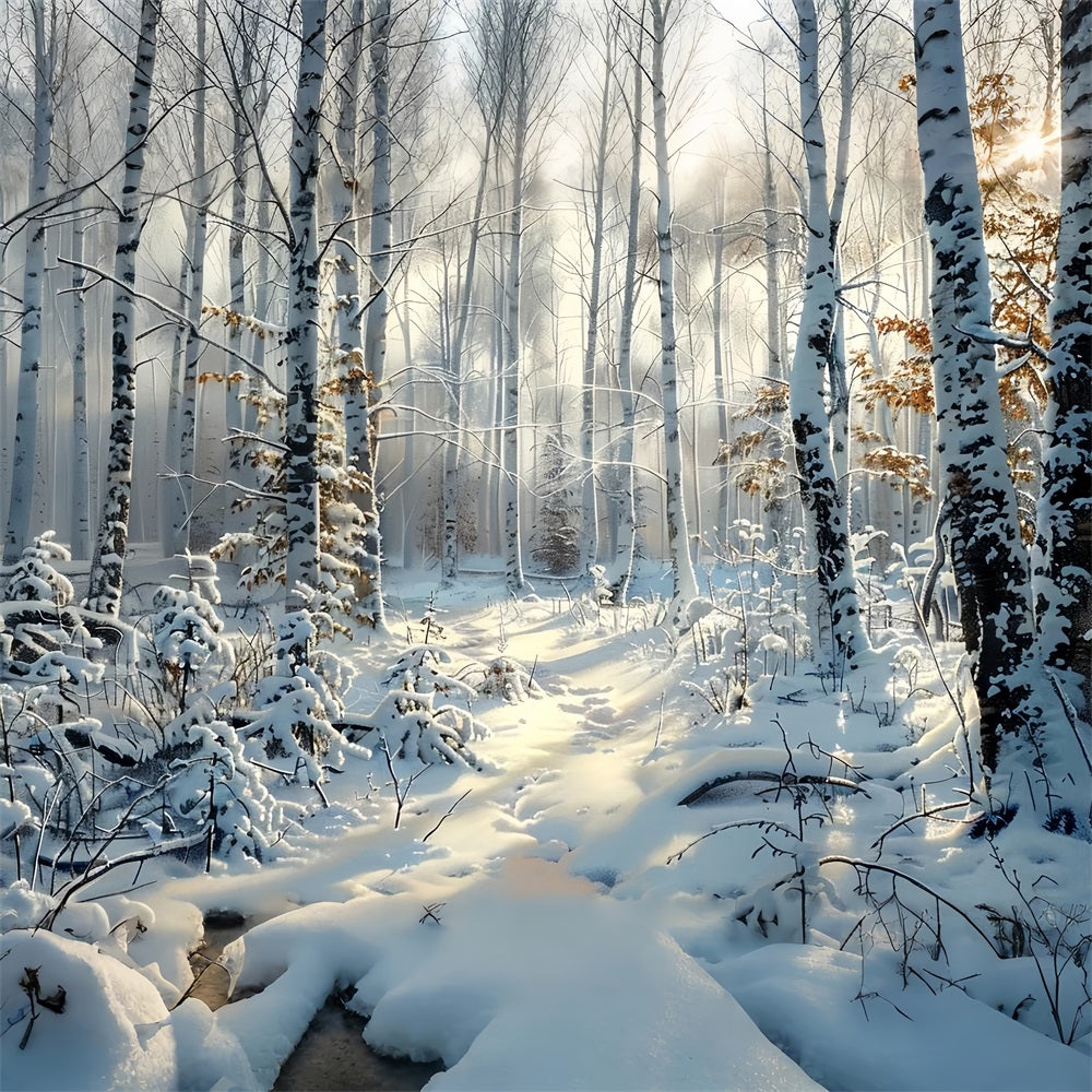 Toile de fond Forêt enchantée Givrée Neige hivernale BRP9-317