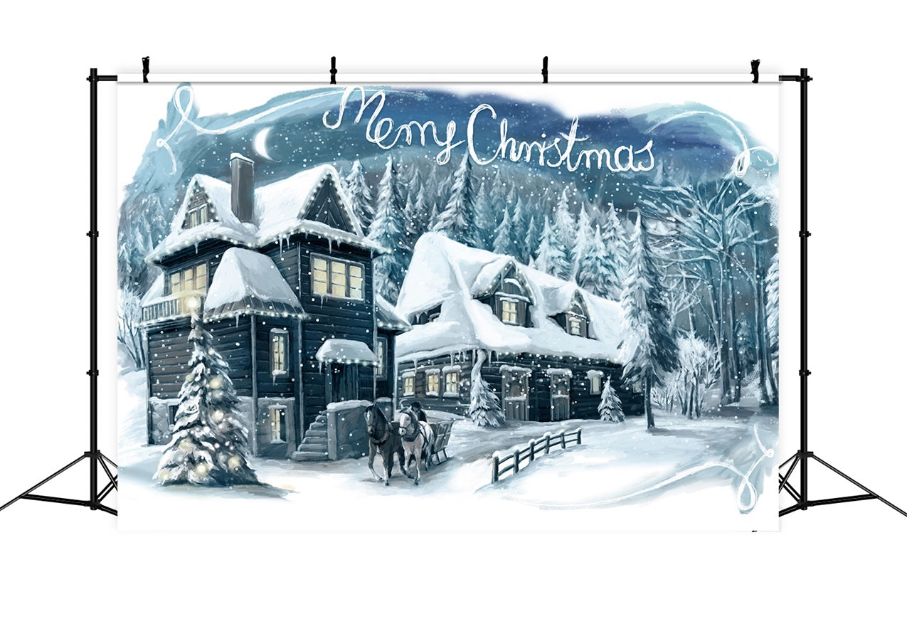 Toile de fond Chalet enchanteur Neige Fête de Noël BRP9-349