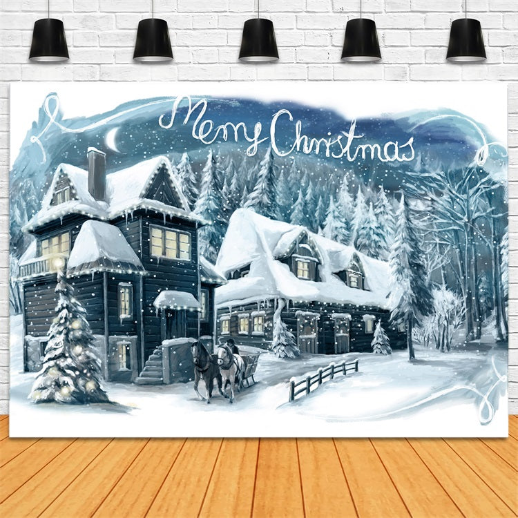 Toile de fond Chalet enchanteur Neige Fête de Noël BRP9-349