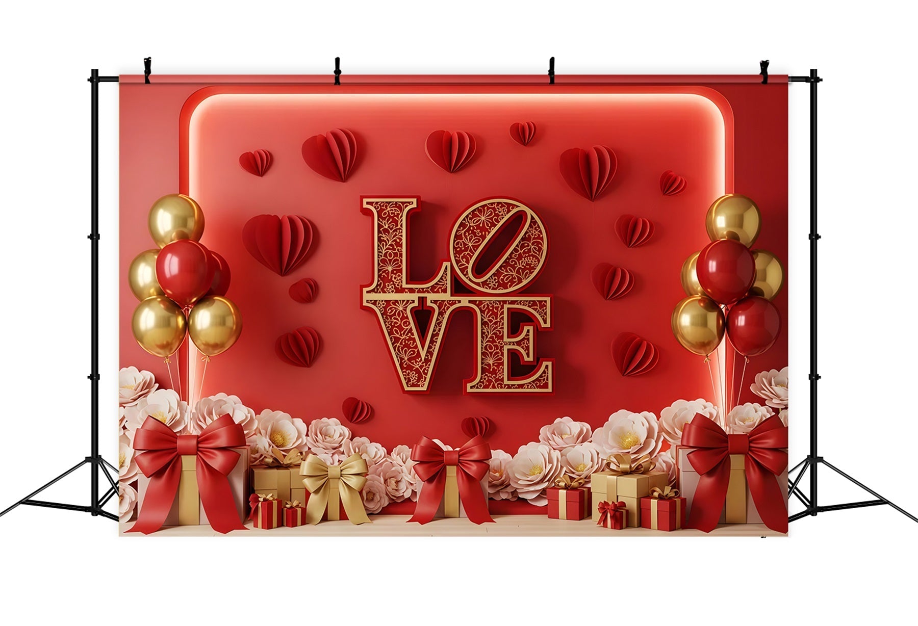 Fond pour photomaton de la Saint-Valentin Rouge et or Love Display Fond pour la Saint-Valentin par Magali