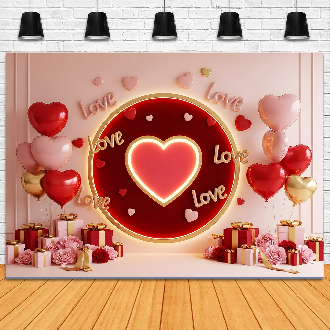 Fonds de Saint-Valentin Cœur lumineux Cercle d'amour Fond photo de Saint-Valentin par Magali