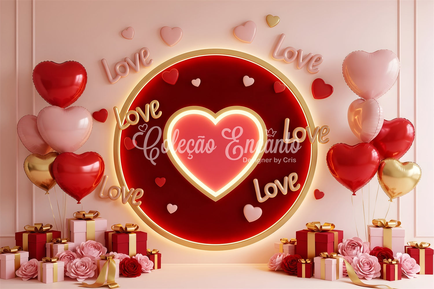 Fonds de Saint-Valentin Cœur lumineux Cercle d'amour Fond photo de Saint-Valentin par Magali