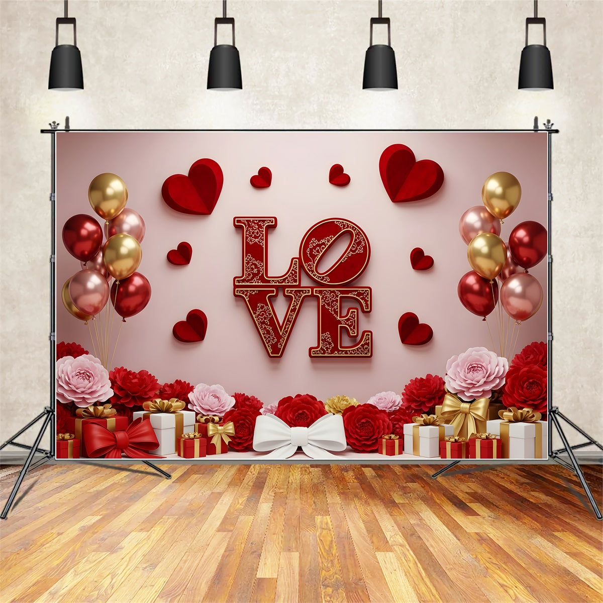Toile de fond Saint Valentin Ballons Cadeaux Romantiques Par Magali