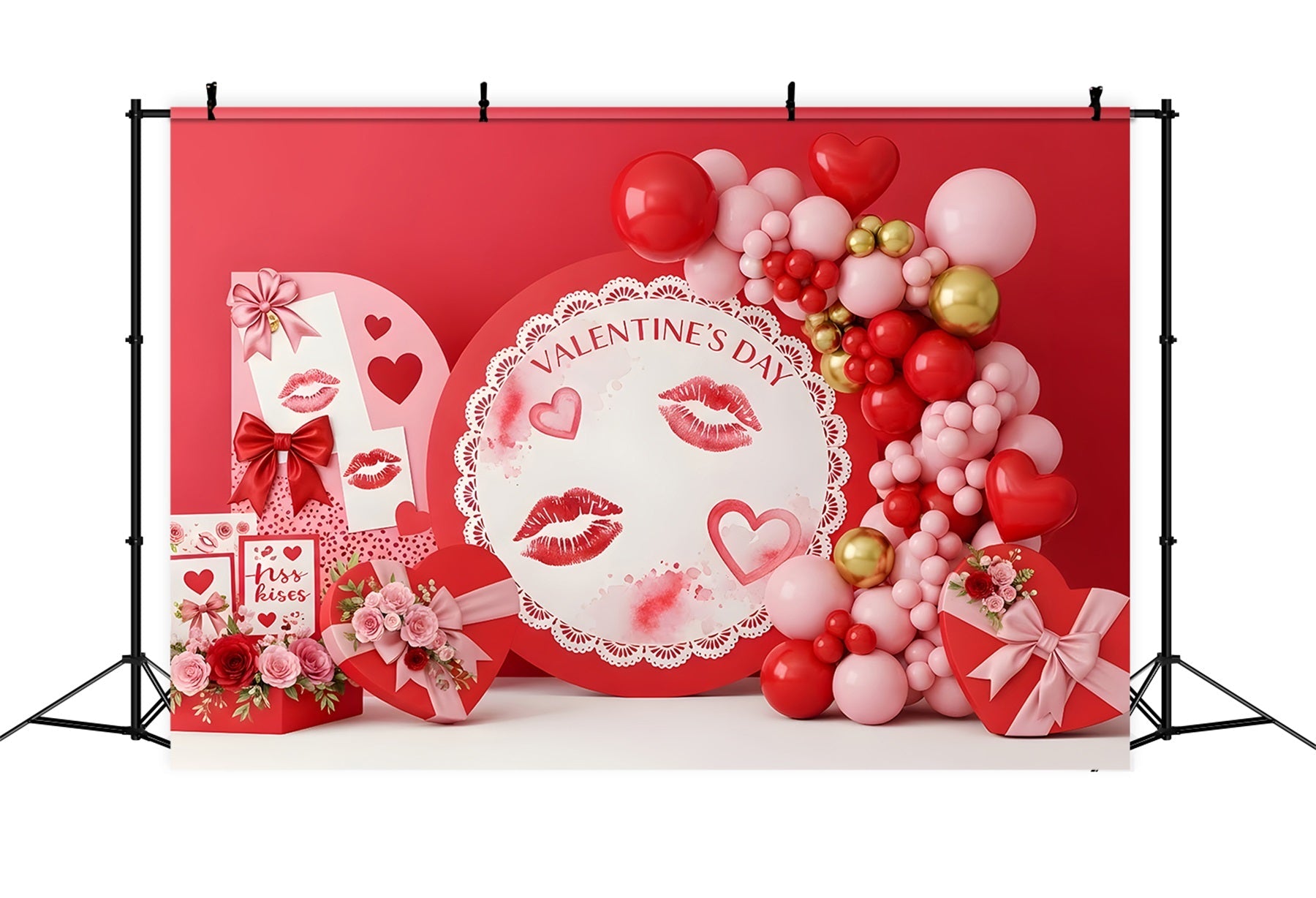 Toile de fond de Saint Valentin Décor Romantique Baisers et Dentelle Par Magali