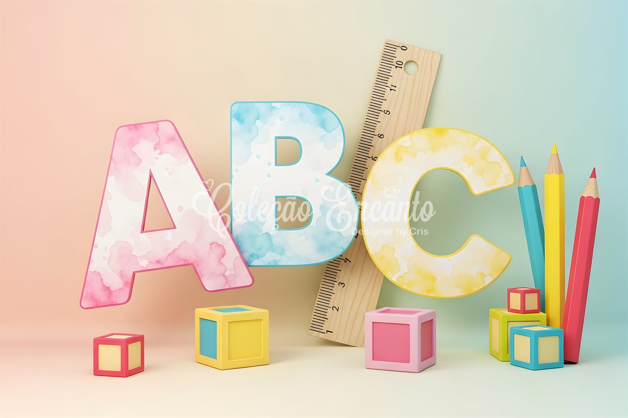 Fond Photo de Classe Blocs ABC Aquarelle Par Magali