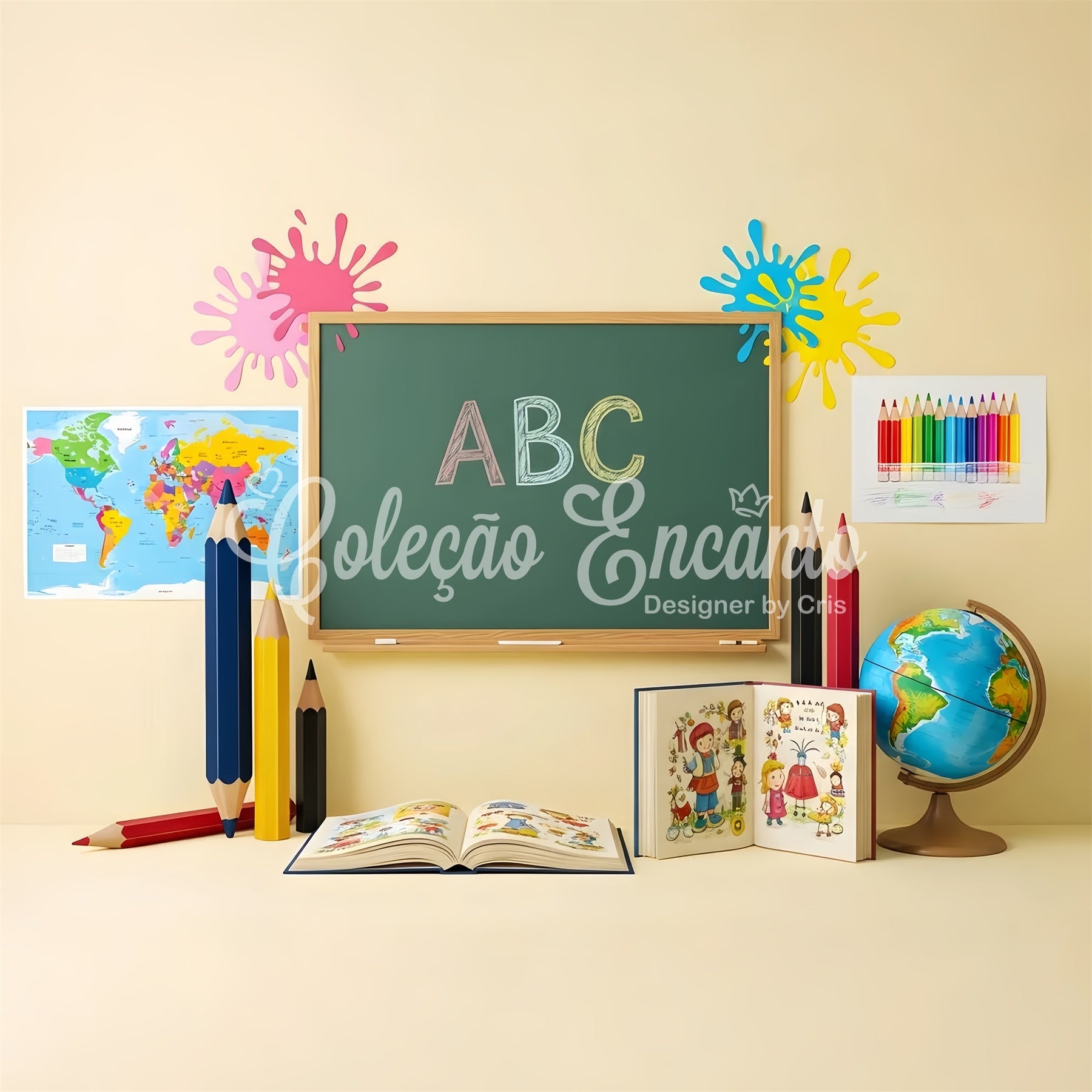 Fond Photo de Classe Éclaboussures ABC Lumineuses Par Magali