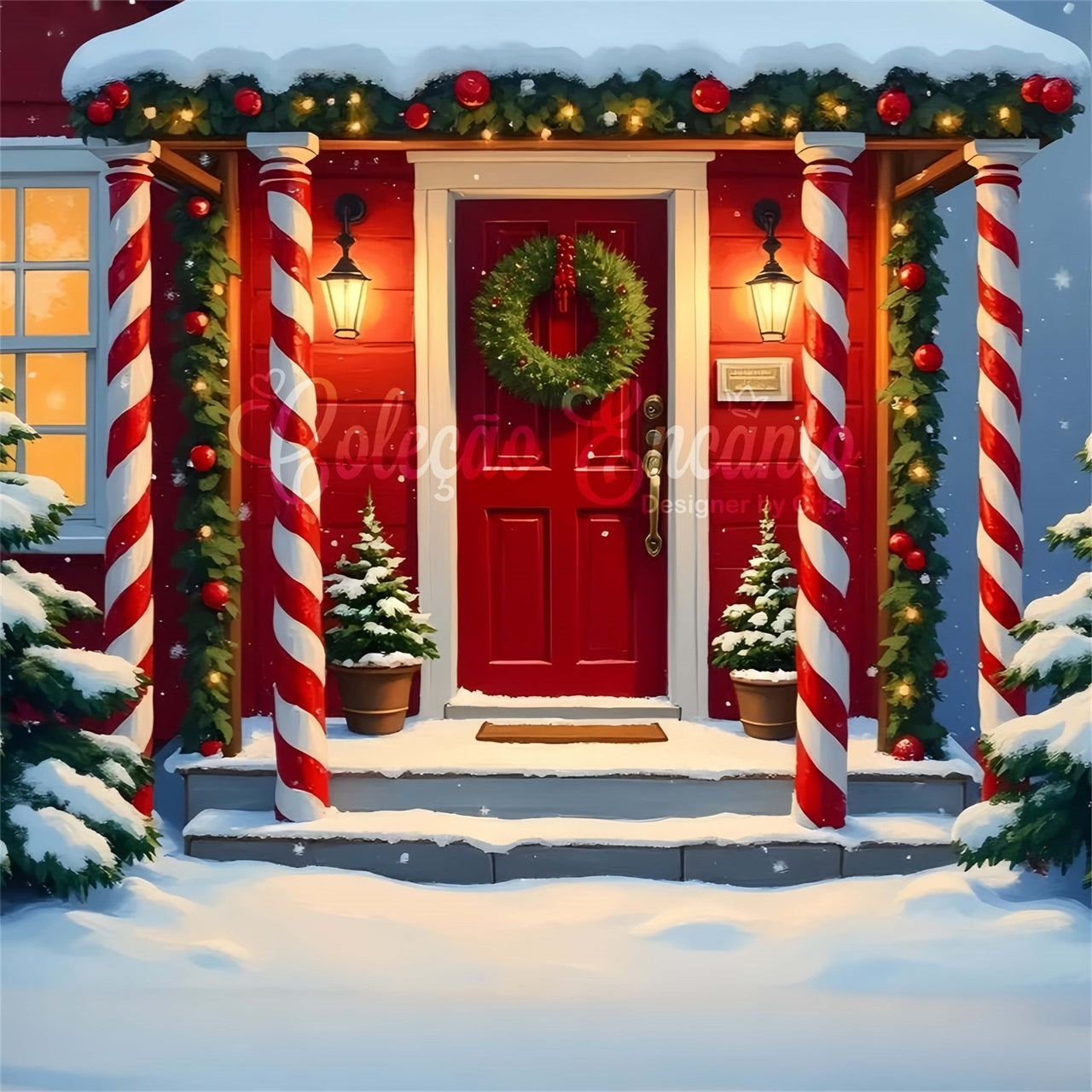 Toile de fond Photo Noël Véranda Festive Décor par Magali