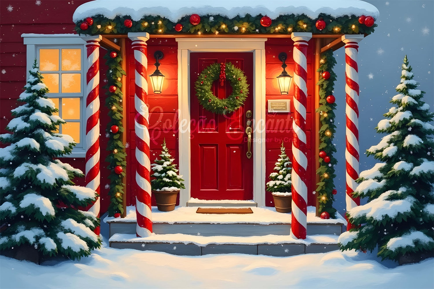 Toile de fond Photo Noël Véranda Festive Décor par Magali