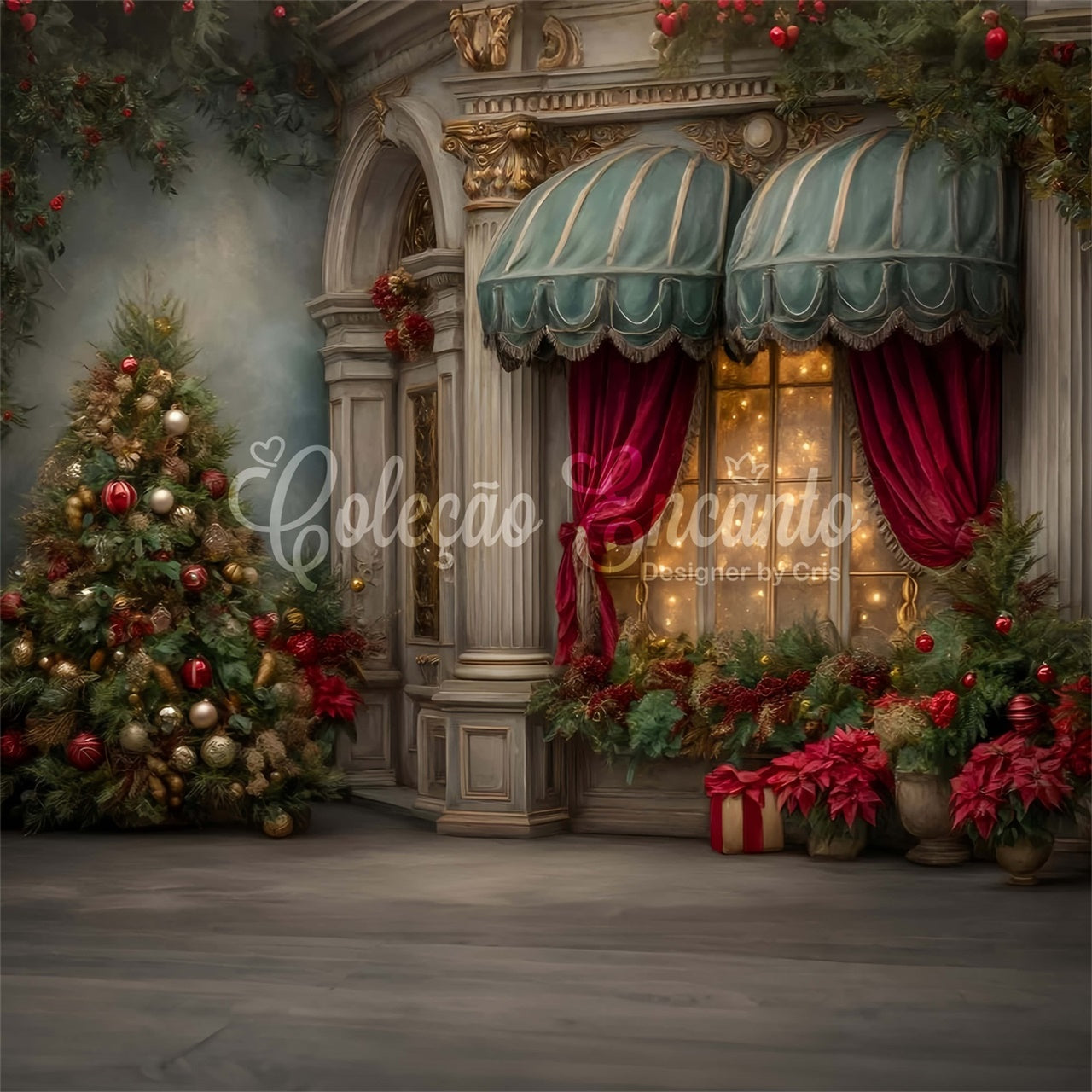 Toile de fond Noël Entrée Palais Classique par Magali