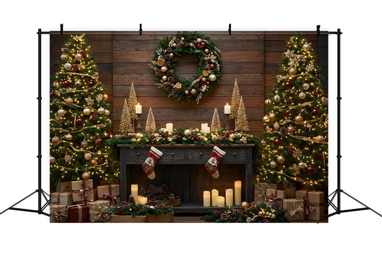 Toile de fond Noël Cheminée Bougies Ambiance Festive par Magali