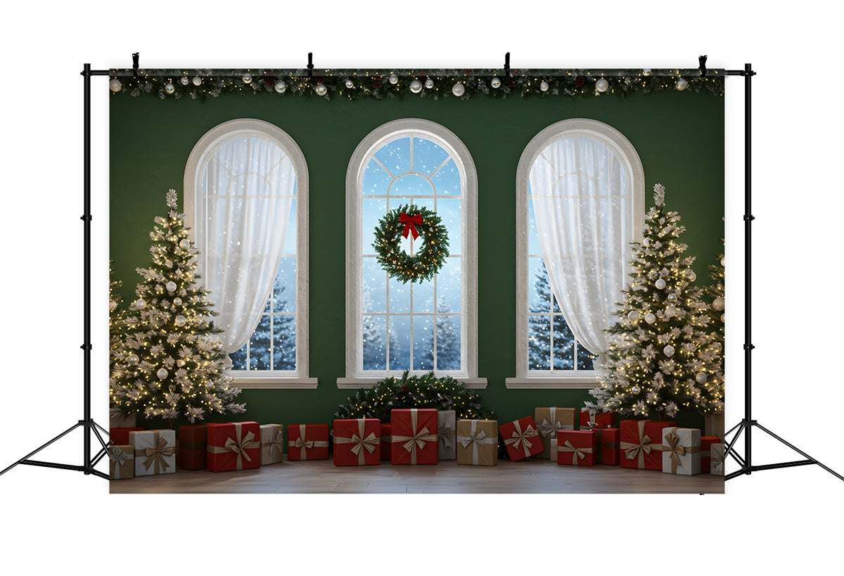 Toile de fond Noël Guirlande Festive Cadeaux par Magali