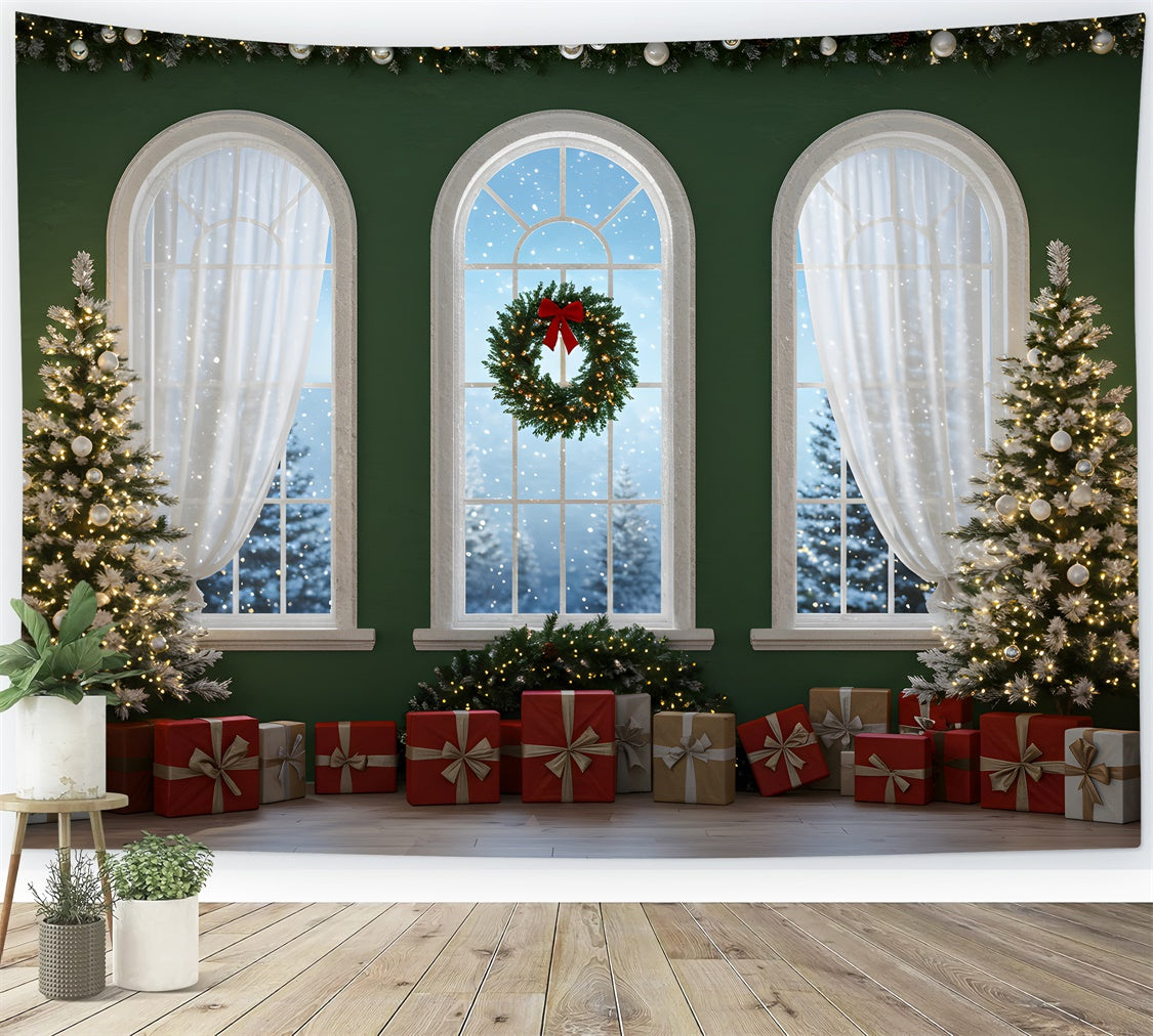 Toile de fond Noël Guirlande Festive Cadeaux par Magali