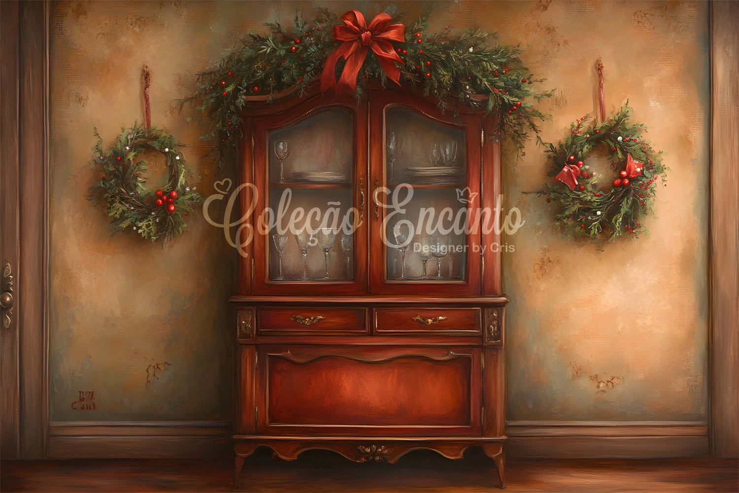 Toile de fond Noël Intérieur Couronnes de Fêtes par Magali
