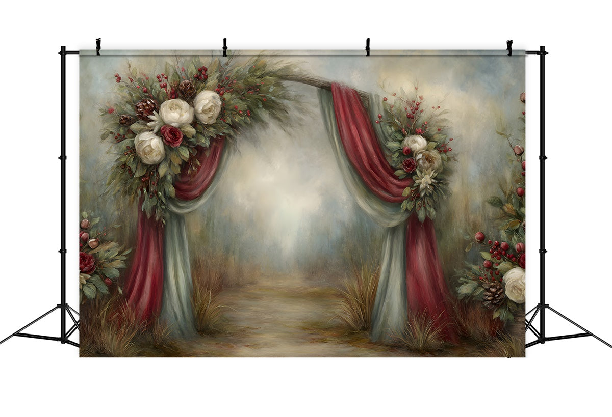 Toile de fond Noël Arche Florale Rustique par Magali