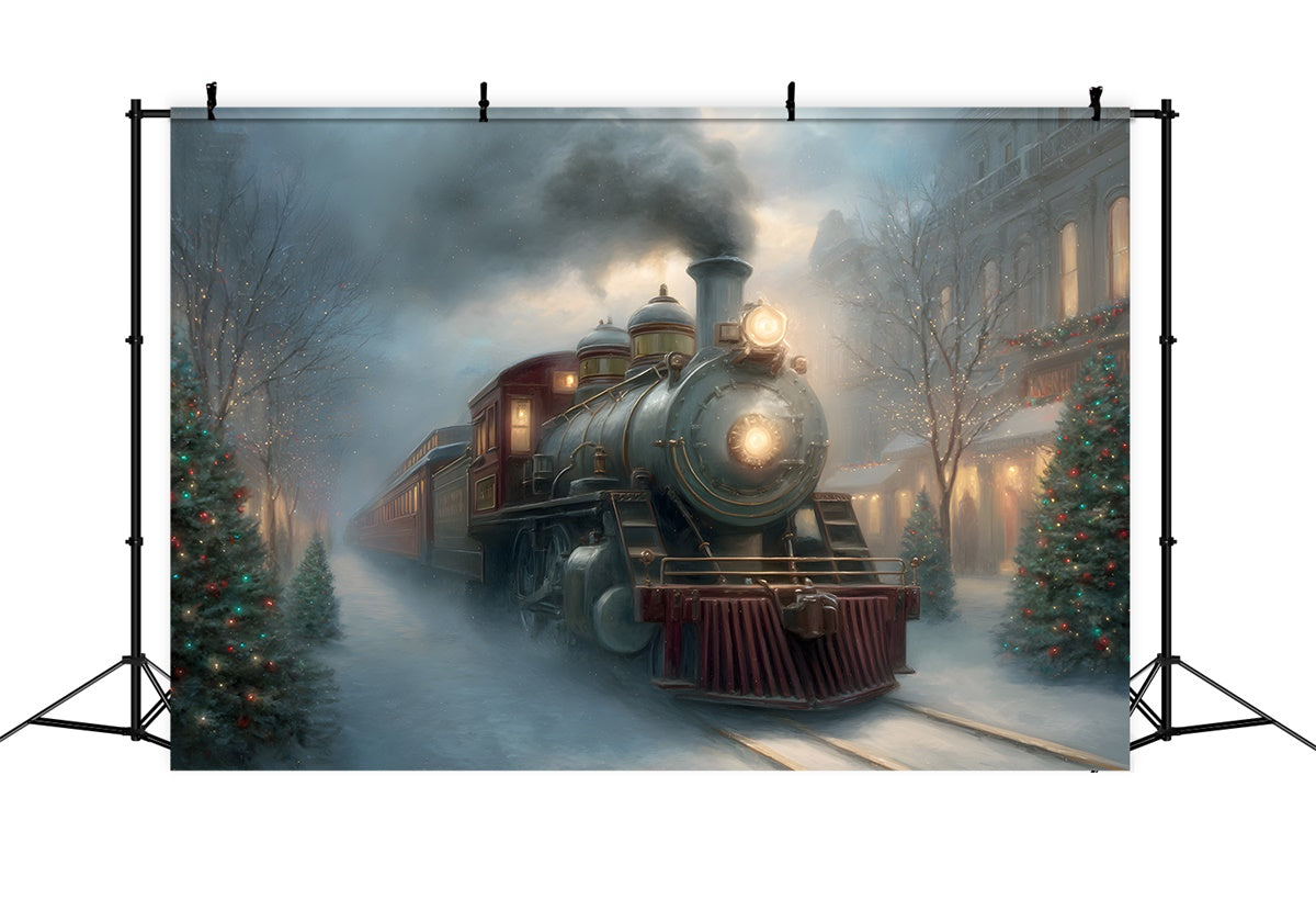 Toile de fond Noël Rue de Noël Train à Vapeur par Magali