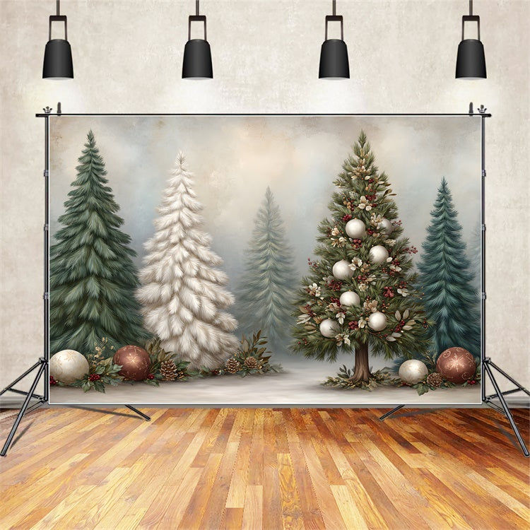 Toile de fond Noël Sapin de Noël Boules Ornementales par Magali