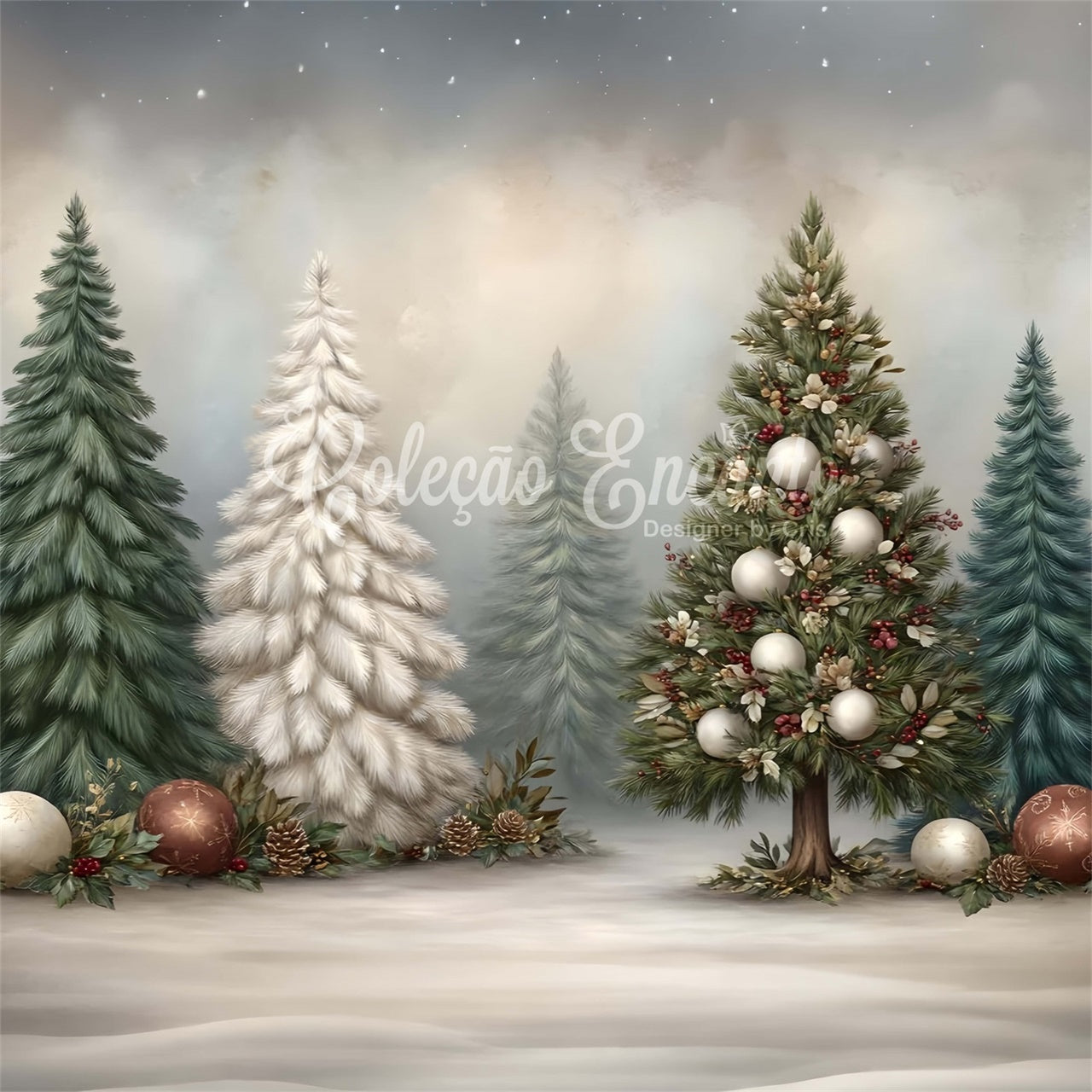 Toile de fond Noël Sapin de Noël Boules Ornementales par Magali