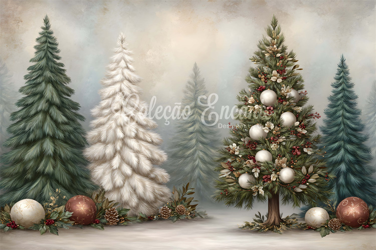 Toile de fond Noël Sapin de Noël Boules Ornementales par Magali