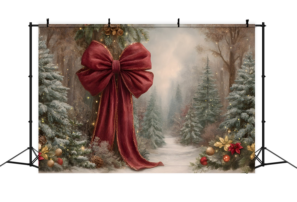 Toile de fond Photo Noël Nœud Rouge Sapin de Noël par Magali