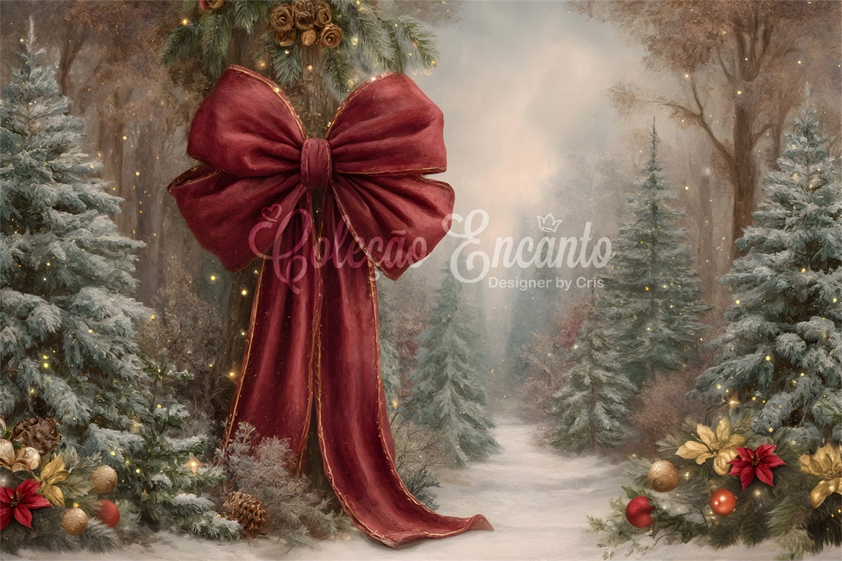 Toile de fond Photo Noël Nœud Rouge Sapin de Noël par Magali