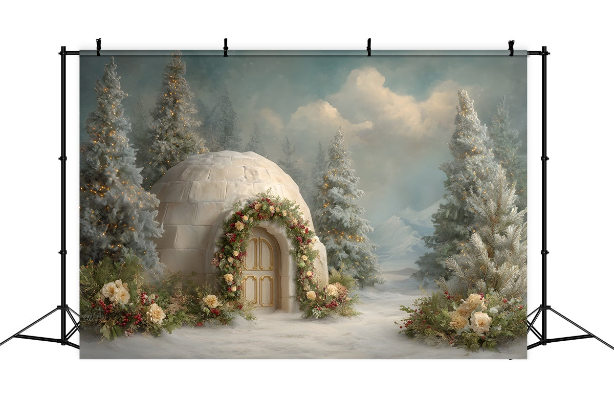 Toile de fond Noël Maison Enneigée Guirlande de Noël par Magali