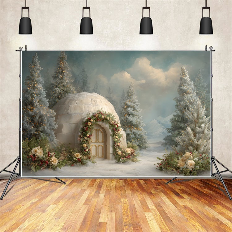 Toile de fond Noël Maison Enneigée Guirlande de Noël par Magali